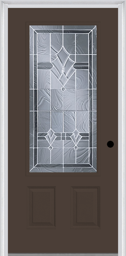 MMI 3/4 Lite 2 Panel 3'0" X 6'8" Fiberglass Smooth Radiant Hues Nickel Decorative Glass Exterior Prehung Door 607
